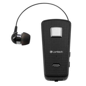 LAMTECH RETRACTABLE BT 5.0 CLIP ON HEADSET BLACK (HANGING CORD)