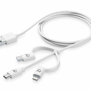CELLULAR LINE 316111 USB Καλώδιο Συγχρονισμού και Φόρτισης microUSB/Lightning/Type-C (1m) Λευκό