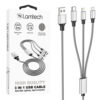 LAMTECH HIGH QUALITY 3 IN 1 USB CABLE WITH METALLIC SHELL SILVER 1M