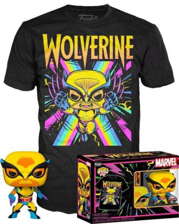 Funko Pop! Tees: Marvel X-Men Wolverine (Blacklight) (Special Edition) #802 Bobble Head Vinyl Figure  T-Shirt - M