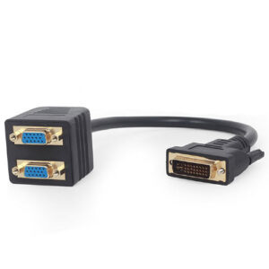 CABLEXPERT PASSIVE DVI-I MALE TO DUAL VGA FEMALE SPLITTER CABLE 0.3M BLACK