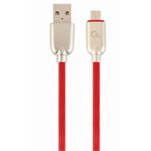 CABLEXPERT PREMIUM RUBBER MICRO-USB CHARGING AND DATA CABLE 1M RED