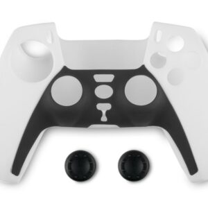 Spartan Gear - Controller Silicon Skin Cover and Thumb Grips (compatible with playstation 5) (colour: Black/White)