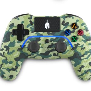 Spartan Gear - Aspis 4 Wired  Wireless Controller (compatible with PC [wired] and playstation 4 [wireless]) (colour: Green Camo)