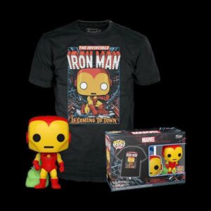 Funko Pop! Tees (Adult): Marvel - Holiday Iron Man (Glows in the Dark) Vinyl Figure  T-Shirt (XL)