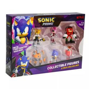 P.M.I. Sonic Prime 8 Pack Deluxe Box - Including 2 rare hidden characters (S1) Collectible Figures (6.5cm) (Random) (SON2070)