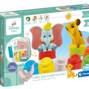 AS Baby Clementoni Disney The Lion King: Soft Clemmy Touch  Play - Simba and Dumbo Playset Building Blocks (1033-17817)
