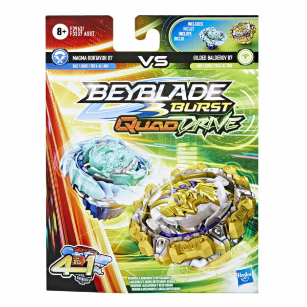 Hasbro Beyblade Burst: Quad Drive 4 in 1 - Magma Roktavor R7 VS Gilded Balderov B7 (F3963)