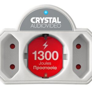 CRYSTAL AUDIO SPW21-1300-70 Λευκό Πολύπριζο Προστασίας 1 Θέσης Schuko & 2 Απλών Θέσεων 1300j/70