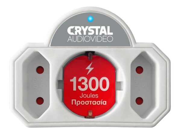 CRYSTAL AUDIO SPW21-1300-70 Λευκό Πολύπριζο Προστασίας 1 Θέσης Schuko & 2 Απλών Θέσεων 1300j/70